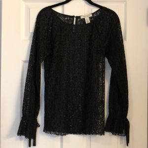 WHBM NWOT black lace blouse. Size XS.